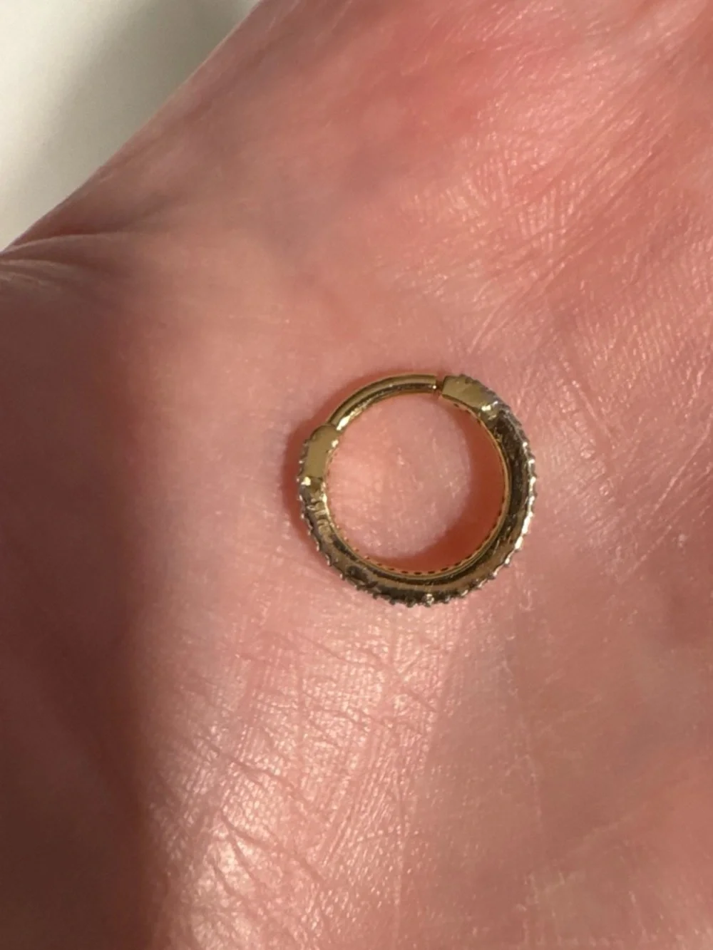 Solid 14K Gold with Natural Diamonds 14gauge 10mm Hoop Clicker